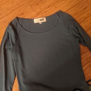 Top and a skirt, blue/grey in color